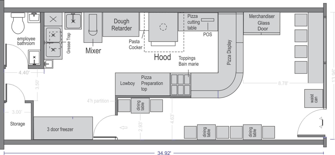 inside of restaurant layout